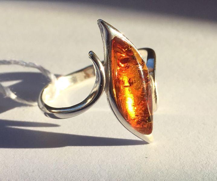 Baltic Amber and silver ring