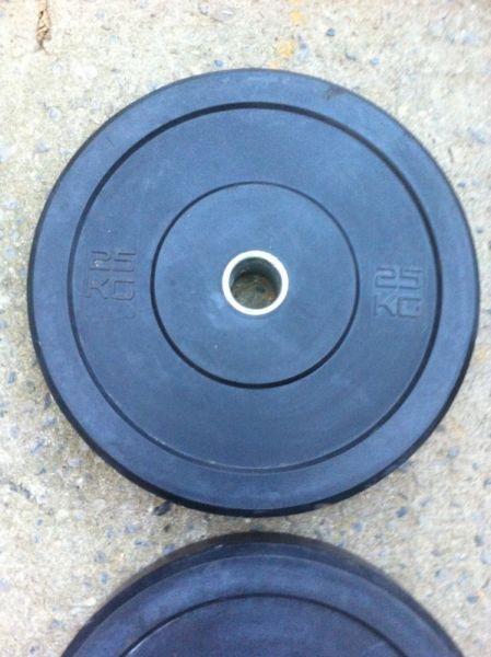 2 x 25kg Olympic Bumper Weight Plates