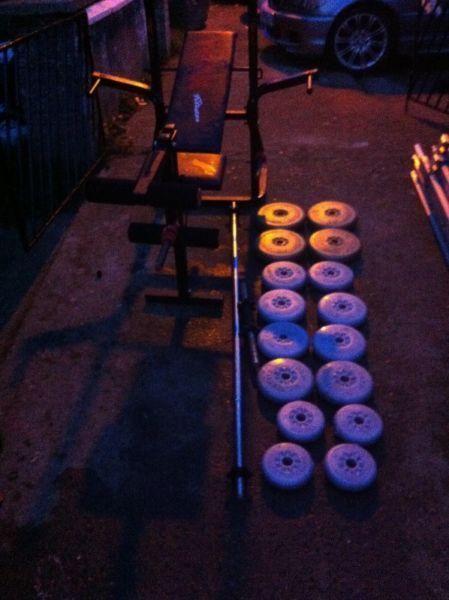 BENCH AND WEIGHTS SET...see pics