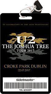 U2 Ticket x 2 Standing Pitch for The Joshua Tree Tour 22 July 2017 Croke Park