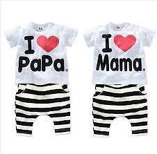 Baby short sleeved T-shirt love papa mama children clothes