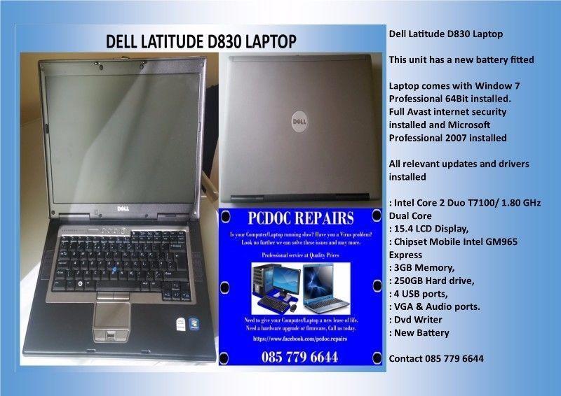 Dell Latitude D830 Laptop .Win 7 pro