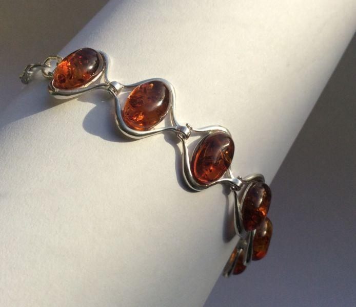 Baltic Amber and silver bracelet