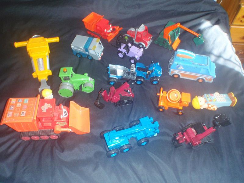 Large Bob The Builder- friction powered trucks, any 3 for 10 euro