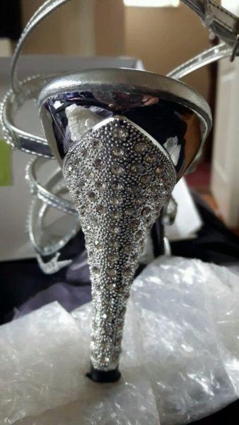 Bridal Shoes With Encrusted Jewels on straps/heels