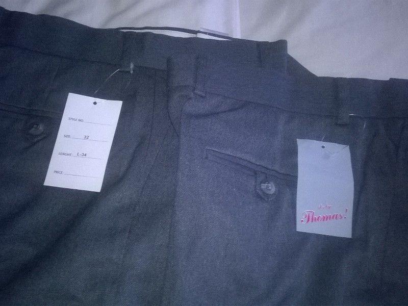 2x Mens / Boys Grey School Trousers