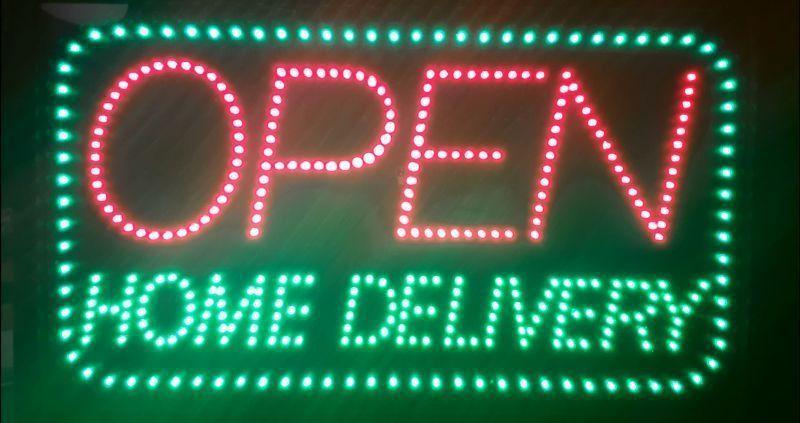LED SHOP WINDOW HANGING NEON DISPLAY FLASHING OPEN_HOME-DELIVERY SIGN
