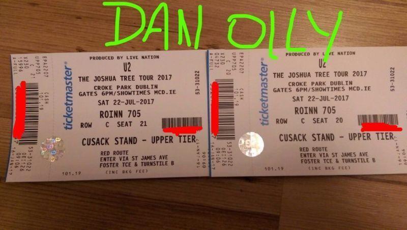 U2 Croke park tickets (2) Saturday 22 July