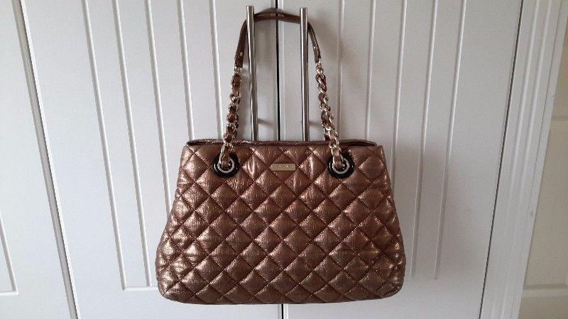 Kate Spade Gold Coast Maryanne large leather quilted tote in metallic bronze