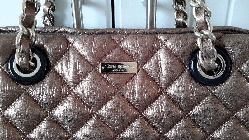 Kate Spade Gold Coast Maryanne large leather quilted tote in metallic bronze