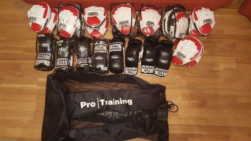 Boxing gloves and pads