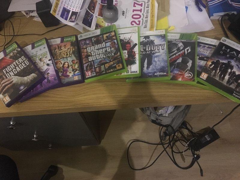 Xbox 360 + Kinect + 9 games