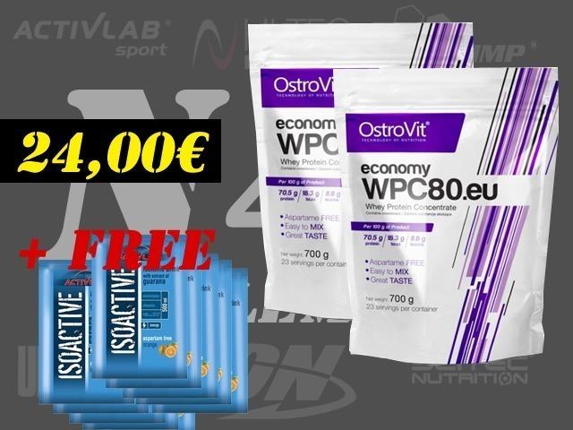 OstroVit Standard WPC80 Whey Protein 2x 700g + for FREE you get 10 ISOACTIVE isotonic drink worth 5€