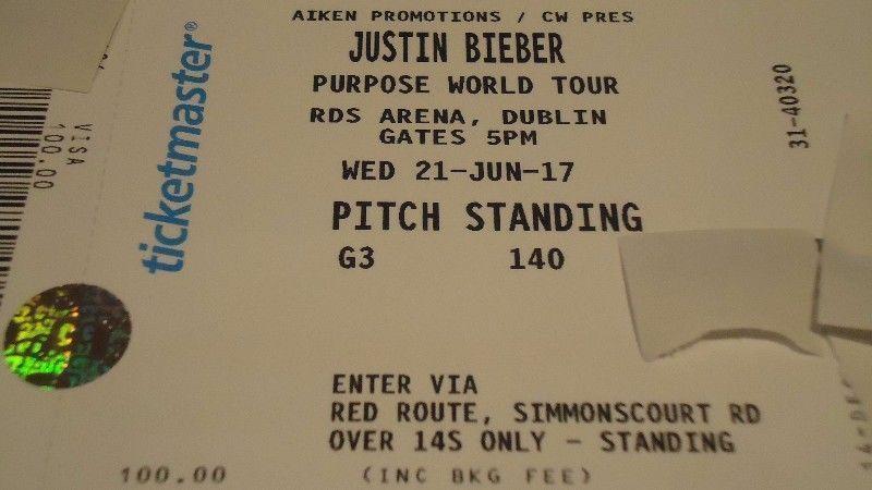 Justin Beeber concert tickets 21.06.2016 pitch standing