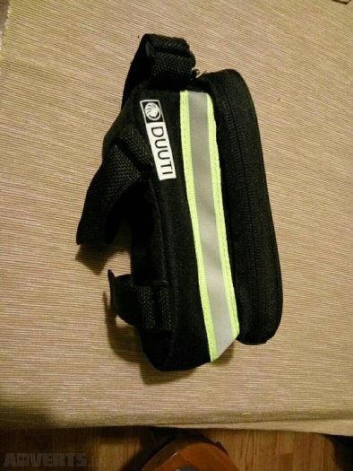 Bike storage pouch with phone pocket