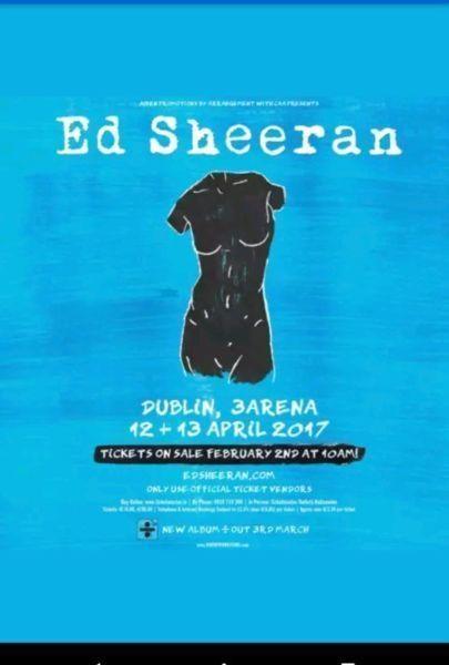 2 Standing Ed Sheeran Tickets
