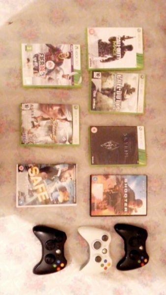 Xbox 360 Elite x3 controllers x7games + movies MUST GO 150E