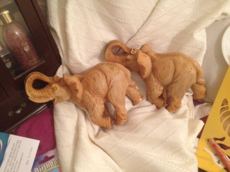 2 Lovely Old Matching Pair of Ornamental Elephants