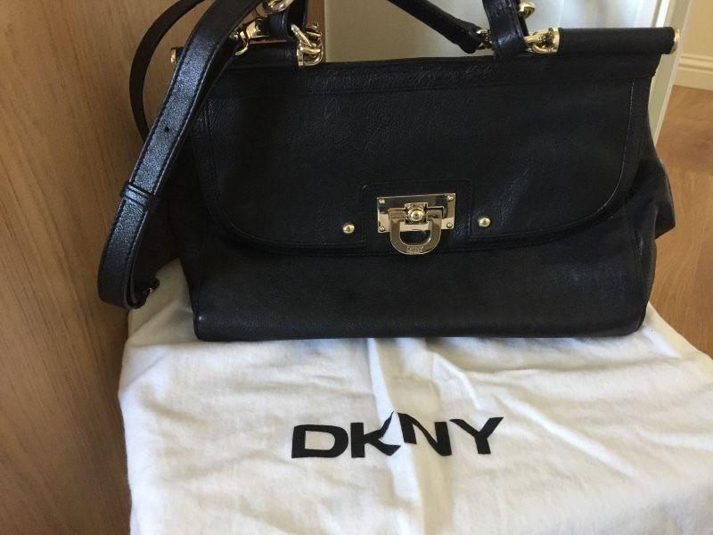 DKNY black leather handbag