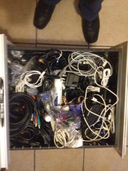 A Box of Assorted Cables ,Leads ,Chargers,Power Supplies