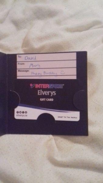 Elverys Gift card worth 150