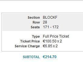 Kings Of Leon Sunday Tickets X 2 Seating