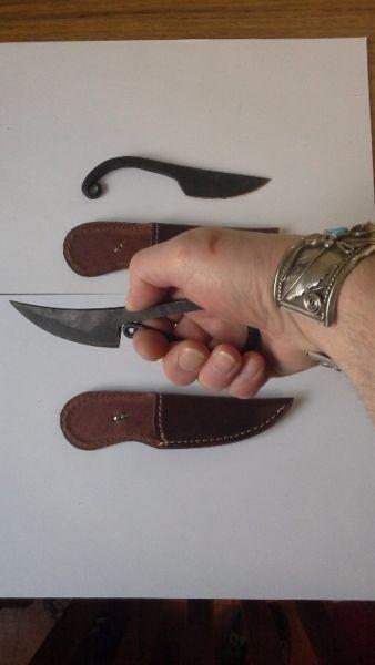 Hand made, blacksmith copies of medieval knifes