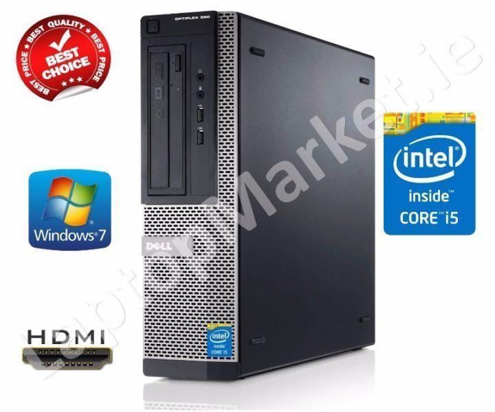 Fast Dell 390 Intel i5 Quad Core 4GB HDMI PC Desktop DVD WIFI Computer Windows 7 10 HD Graphic