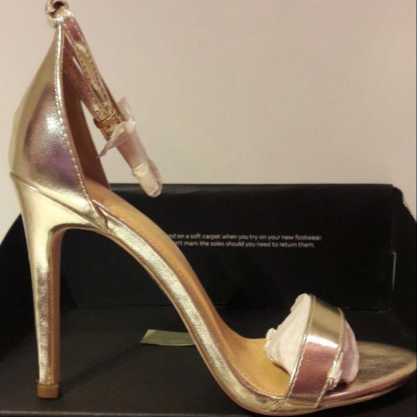Gold ankle strap heels size 4