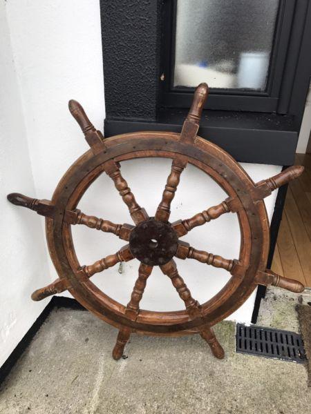 Large old ship wheel