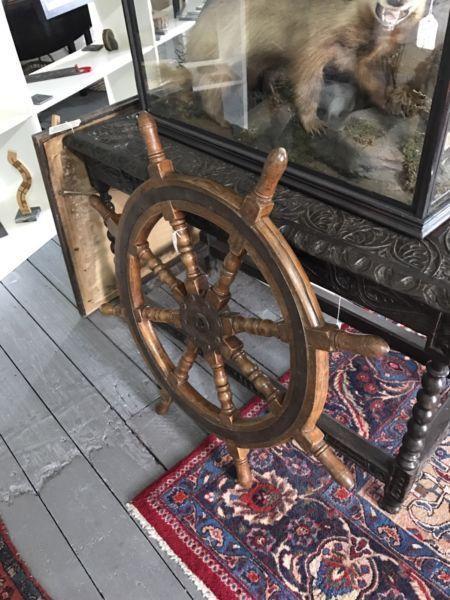 Large old ship wheel