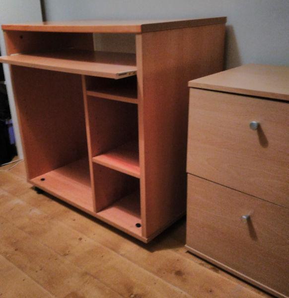 office desk, chair and two drawer filing unit
