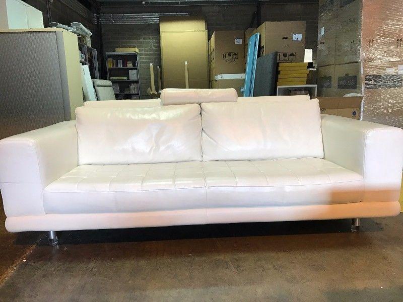 Nicoletti White Leather 3 Seater Sofa - Contemporary Italian Design - Very good condition! RRP €3800