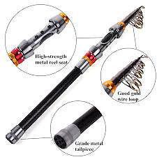 2.4m carbon fiber fishing rod portable tlescopic spinning fish hand fishing tackle sea rods