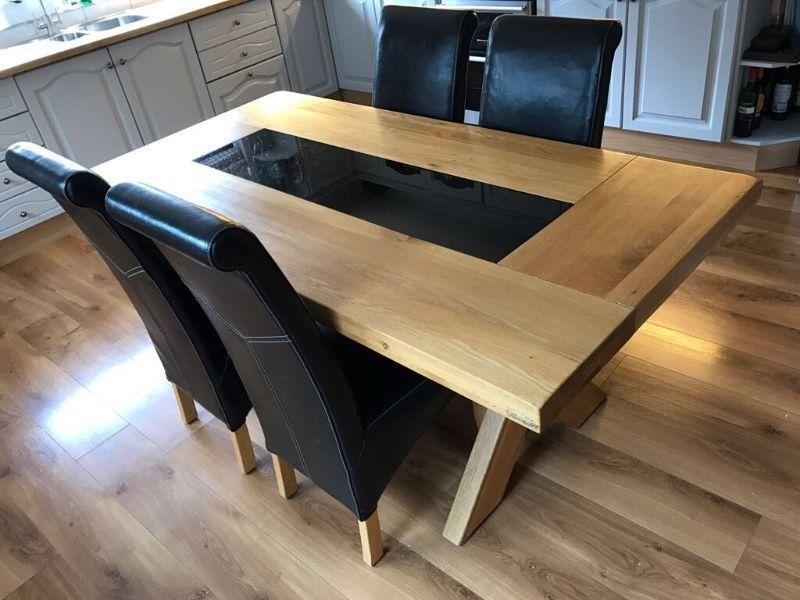 Solid oak bench style dining set