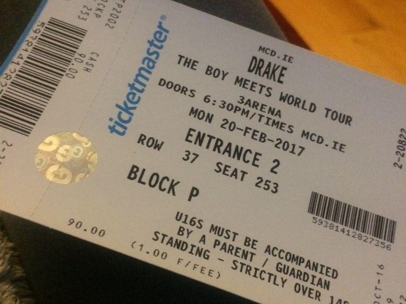 Drake Concert Ticket for sale 20th February 2017
