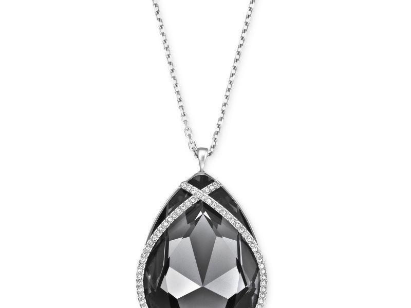 Large Jade Swarovski Crystal Teardrop Necklace with Diamond pavé