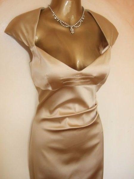 Karen Millen, Champagne / Gold Satin GALAXY Dress
