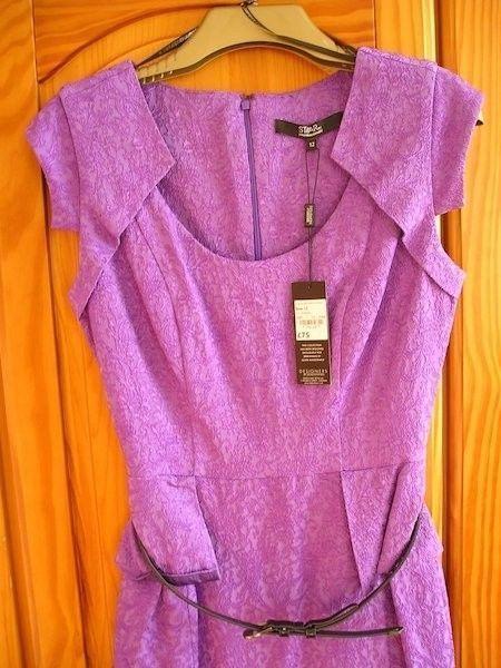 NEW Julien MacDonald Purple Brocade Dress, Size 12