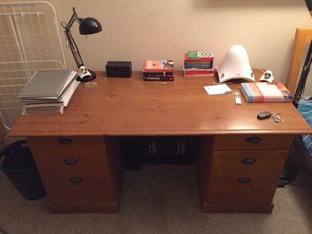 Large desk, 2 book cases, cd stand