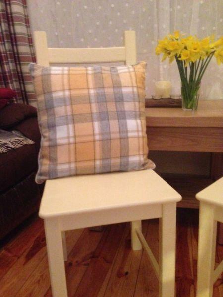 Cream painted vintage ladder-back chairs €175 for PAIR