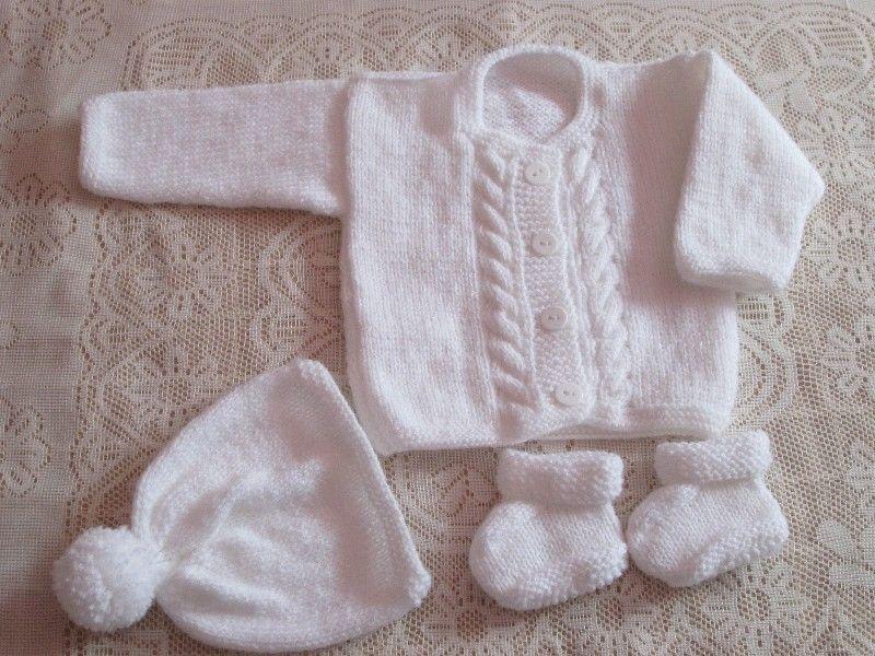 Hand knitted cardigan & hat set