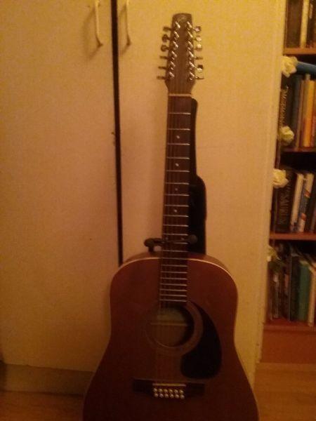 Guitar seagull cedarwood 12 string guitar, semi acoustic