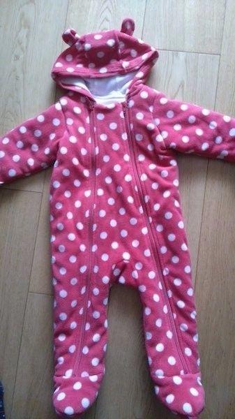 Baby Girls Pink Spotty Pramsuit 9-12 months