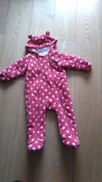 Baby Girls Pink Spotty Pramsuit 9-12 months
