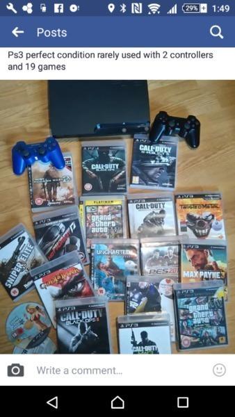 ps3 console 19 games 2 controllers