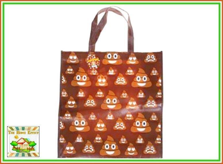All Over Print large Emoji laminated tote poo smiley face shopping carrier funny fashion Bag
