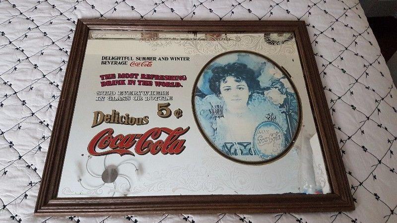 Coco Cola framed mirror sign