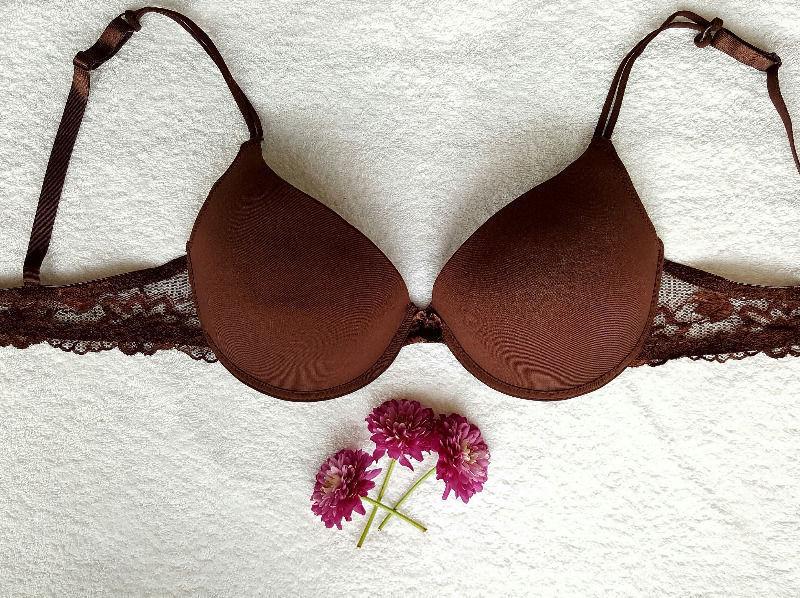 Brown plunge bra