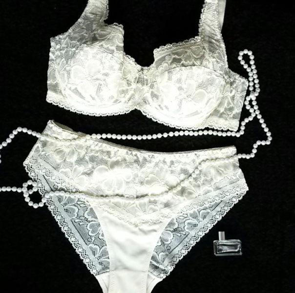 Vanilla & Silver Plunge bra set NEW!